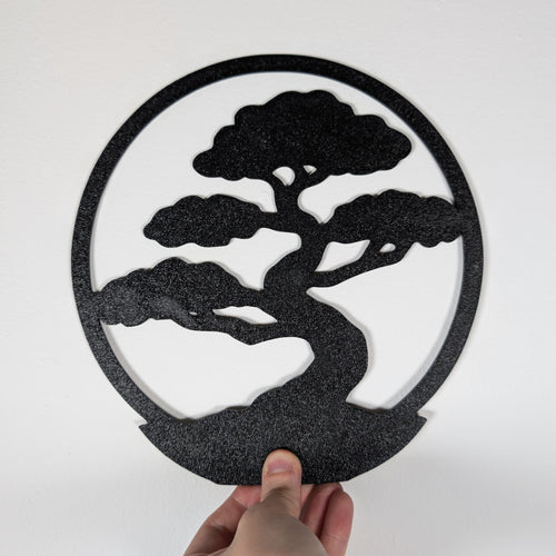 3D Printed Bonsai Tree Wall Art – Zen Nature-Inspired Round Décor, Lightweight Wall Plaque (22cm Diameter)