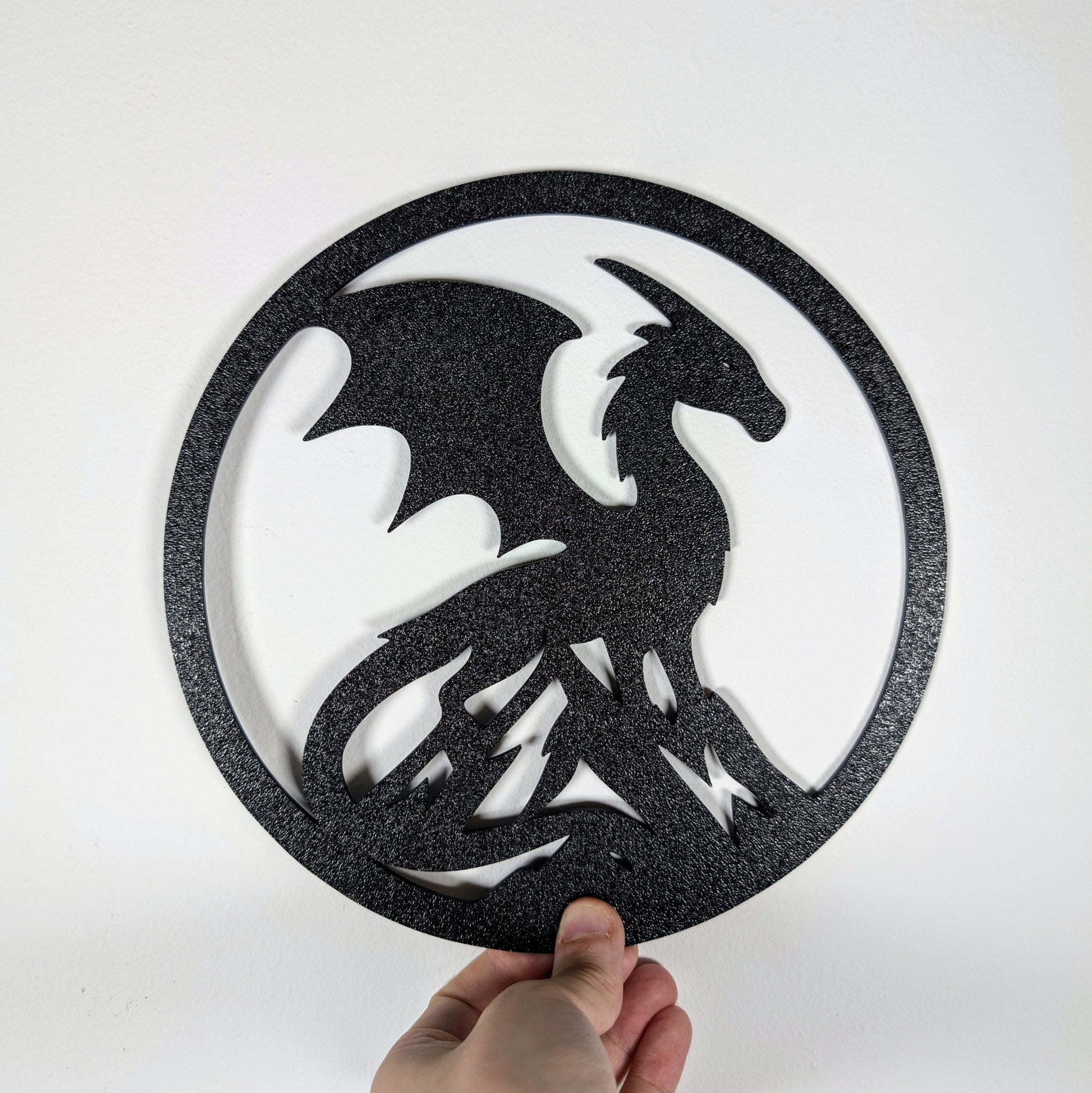 Dragon on Mountain Wall Art – Fantasy Scene Décor | 22cm Round Lightweight Mythical Creature Wall Hanging | 3D Printed